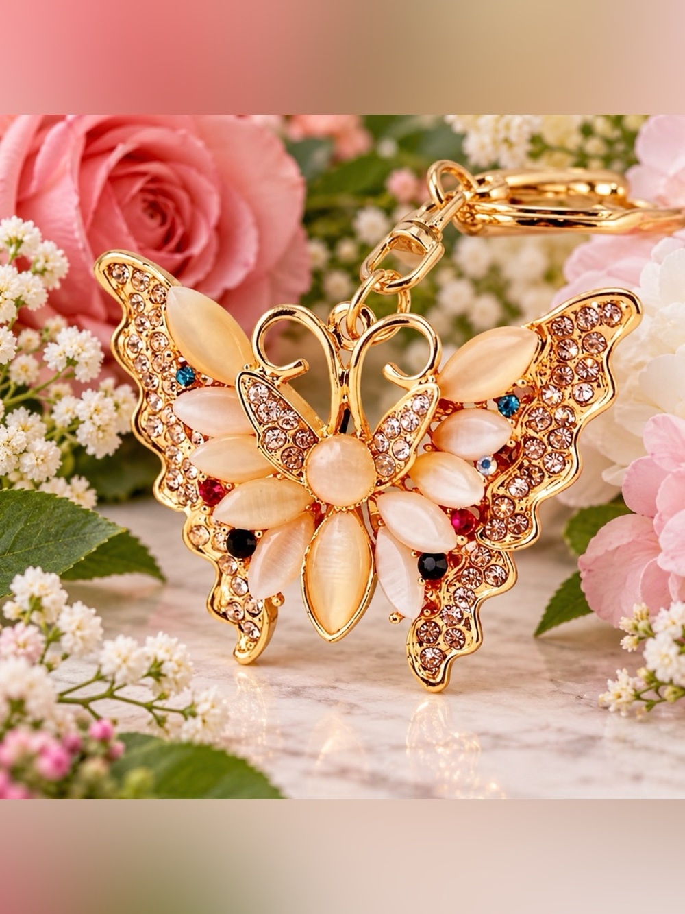 Butterfly Rhinestone Keychain Car Key Bag Charm New